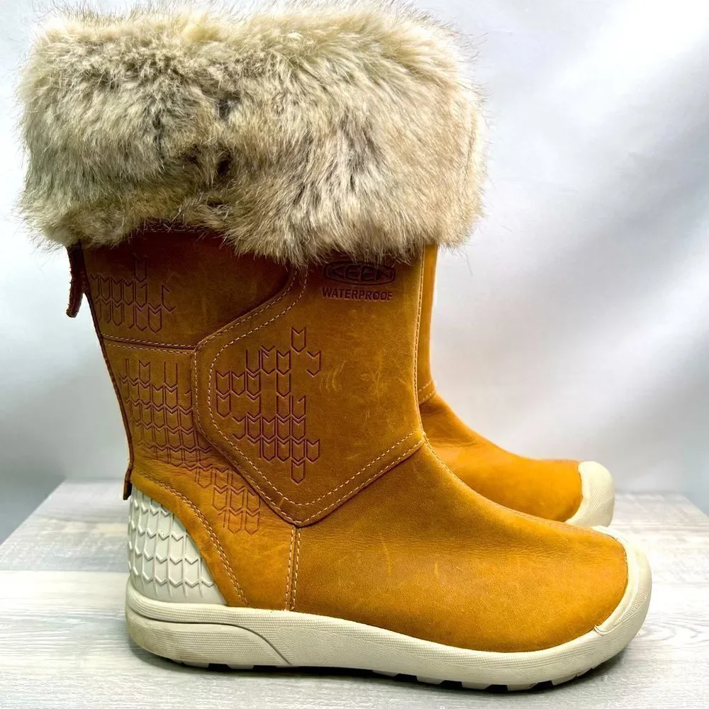 Keen Warm Chestnut Suede Boots with faux fur trim and thermal insoles